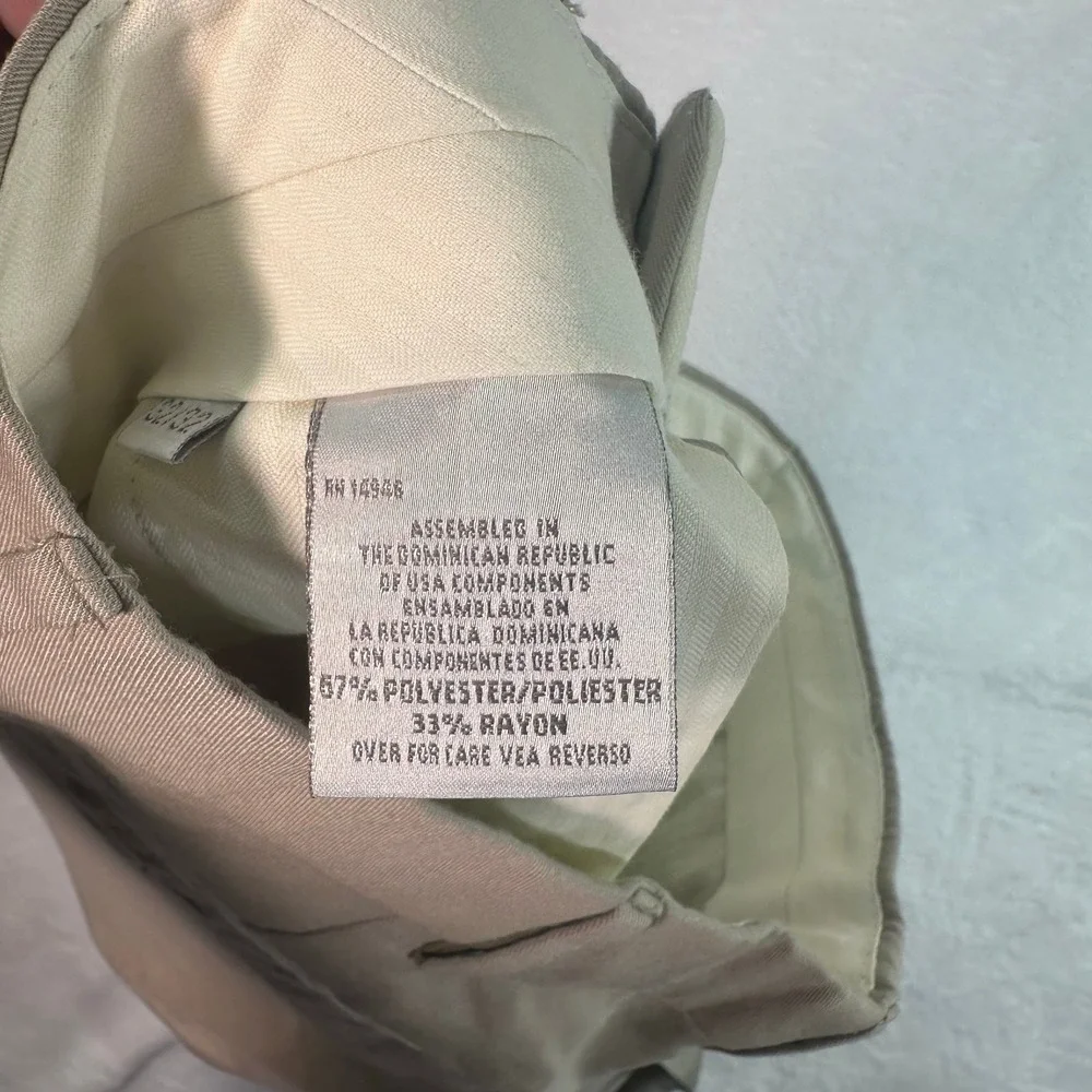 Pleated Dress Pants Mens‎ 32x32 Khaki Tan Cuffed Hem Poly Rayon Blend